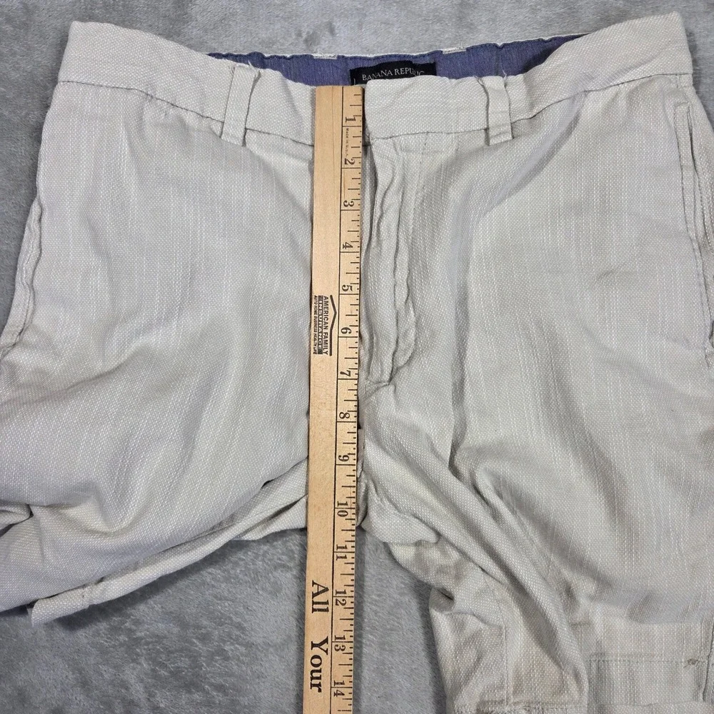 Banana Republic Aiden Club Shorts Mens 30 Beige Textured Dobby Cotton Stretch